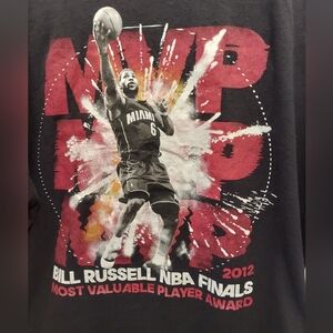 Lebron James Bill Russell NBA Finals MVP T shirt Mens Size 2XL 2012 Miami Heat